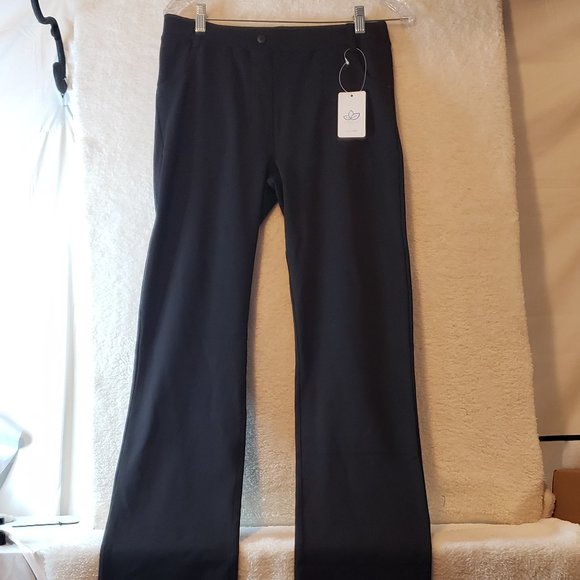 NWT Yogipace Pants Women's M Black Travel Golf Yoga Lounge Pants w/ Pockets - Picture 1 of 8